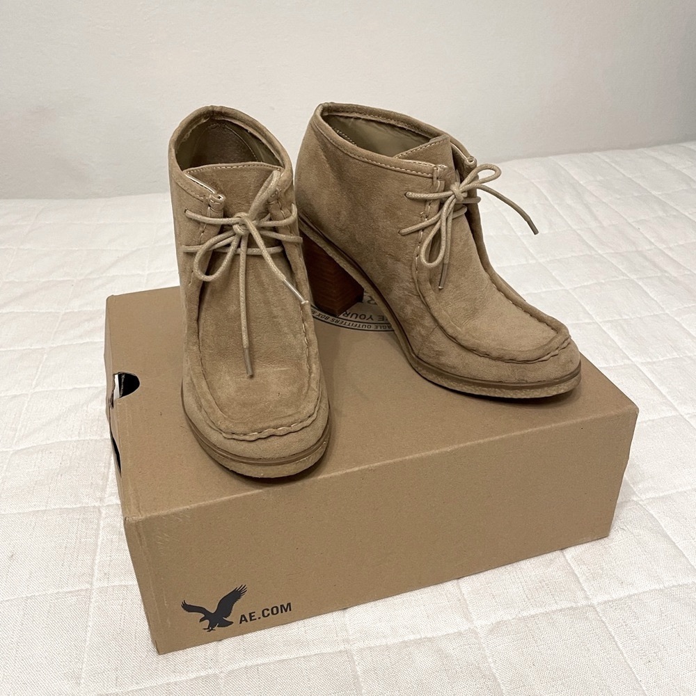 American Eagle Faux Suede Lace Booties